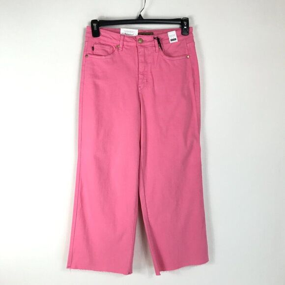 NEW Judy Blue High Rise Control Top Wide Leg Crop Jeans Women's Size 9/29 Pink - Picture 1 of 14